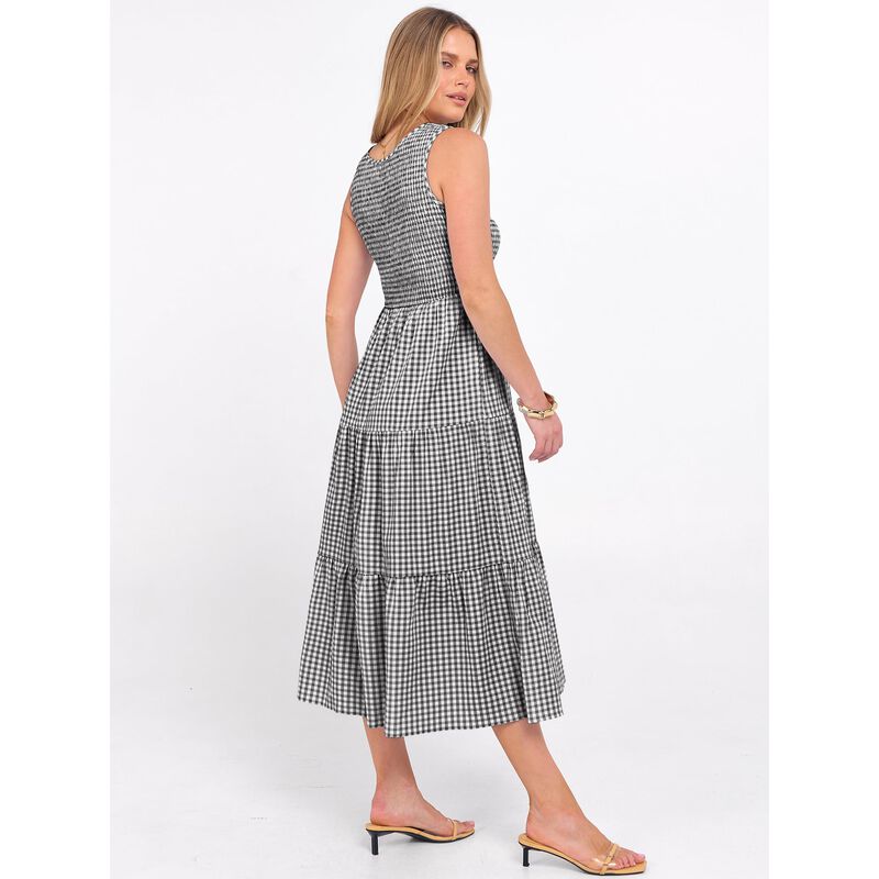 Vestido Maxi ANRABESS Sin Mangas a Cuadros Negr... image number null