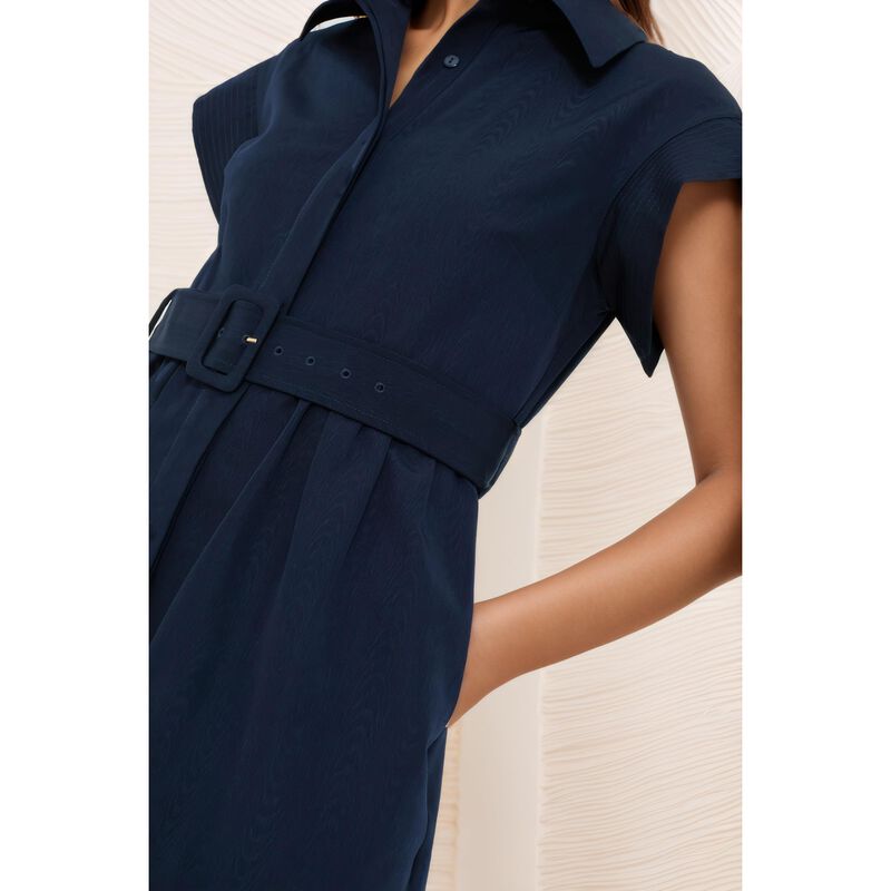 Vestido Ladyful Midi Camisa Cintur&oacute;n Azul Marin... image number null