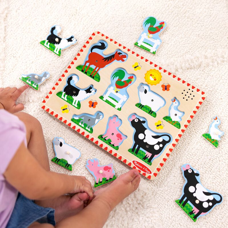 Puzzle Melissa & Doug Farm Animals Sound, 8 Pie... image number null