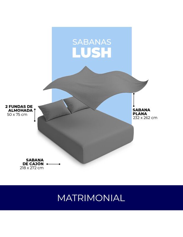 Juego de S&aacute;banas Lush Spring Air 300 Hilos 100%... image number null