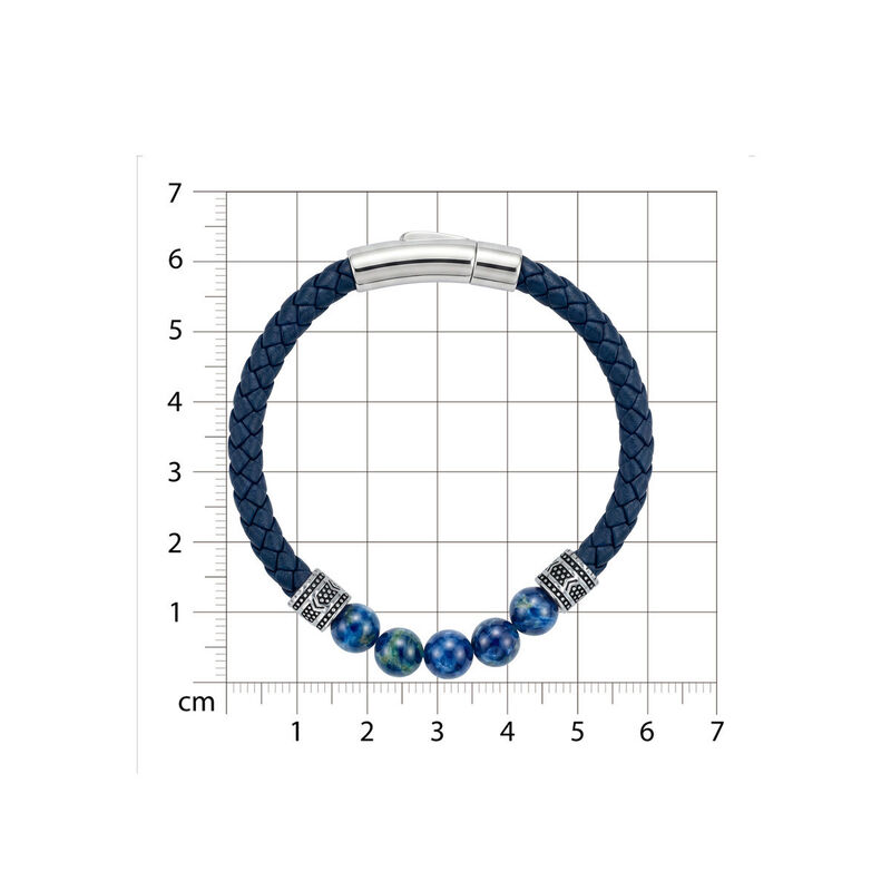 Pulsera De Acero Con Piel Y Cuentas En Color Az... image number null