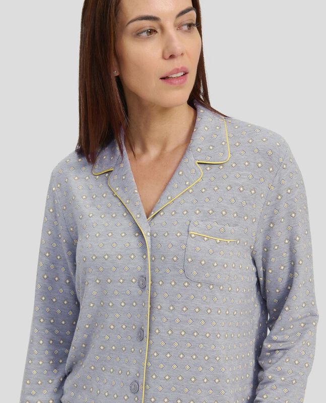 Pijama Estampado Abierto Gris image number null
