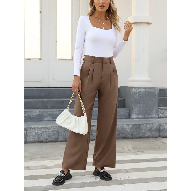 Pantalones Nimin Talle Alto Corte Suelto Tostad... image number null