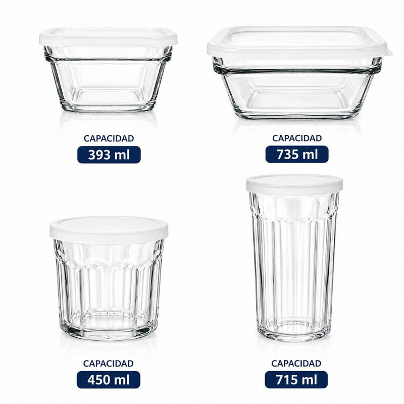 Juego De 4 Recipientes De Vidrio Para Meal Prep... image number null