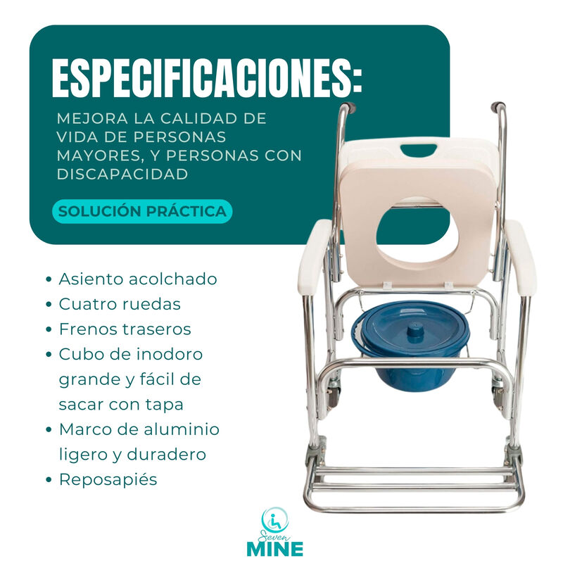 Silla Comodo  con Ruedas y Frenos Traseros | Si... image number null