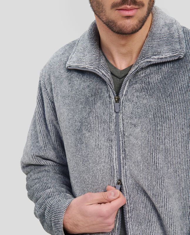 Bata con Cremallera a Rayas Gris image number null