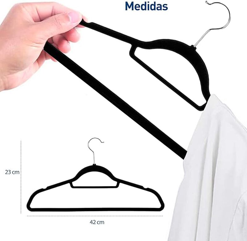 Ganchos de Terciopelo Negro para Ropa (50 pieza... image number null