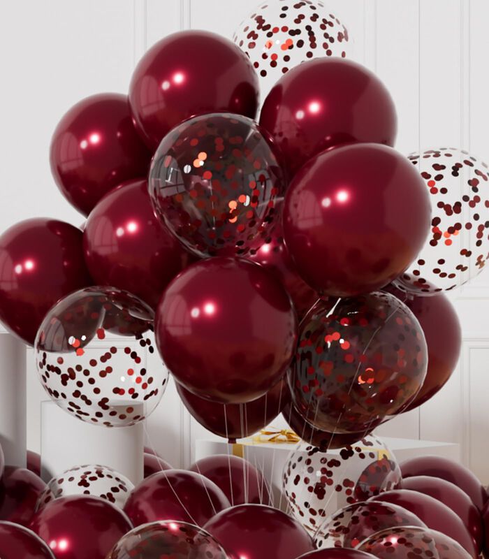 Set De 42 Globos Aule 30 cm Burdeos Con Confeti image number null