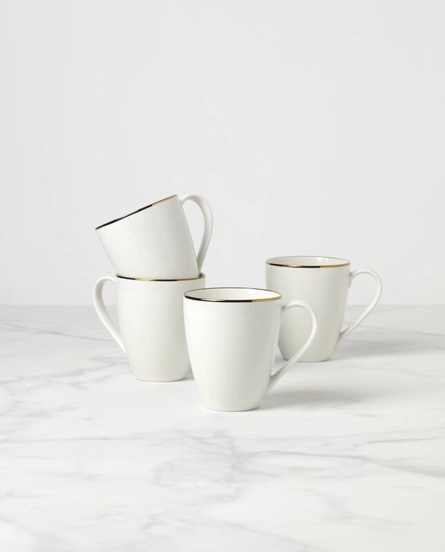 Juego De 4 Tazas Lenox Trianna Blanco De Porcel... image number null