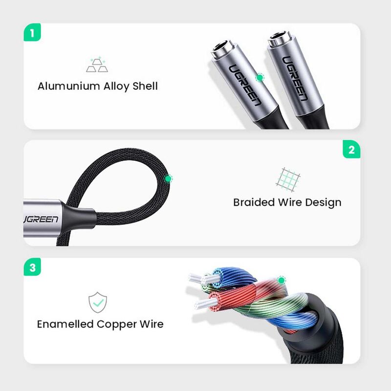 Cable de Audio UGREEN USB-C a doble 3.5mm Hembr... image number null