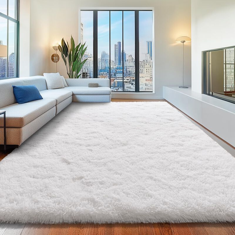 Alfombra Aafkk 203x254 Cm Blanca De Felpa Suave image number null