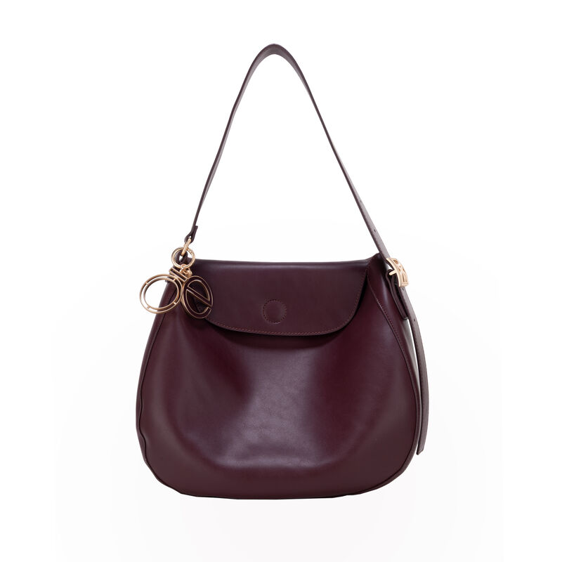 Bolsa Hobo Grande Con Charm Color Tinto image number null