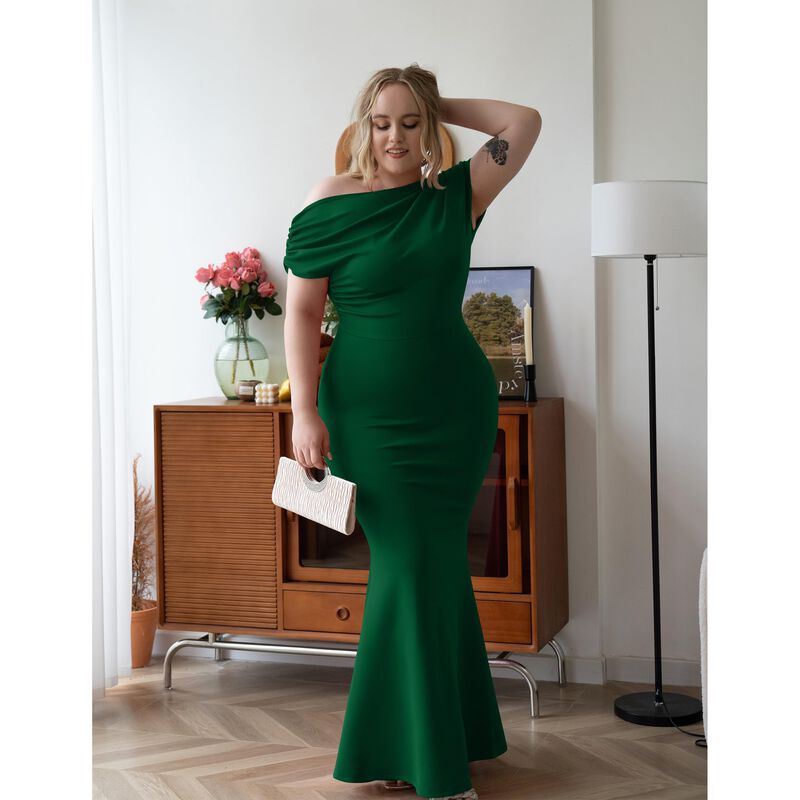 Vestido Largo Formal Verde Off-shoulder Ymduch image number null