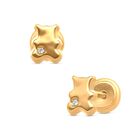 Broqueles De Oso En Oro Amarillo 14k Con 1pt De Diamante (1mm Aprox)