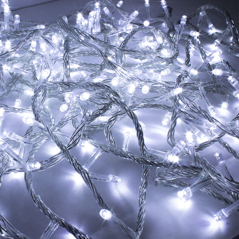 Serie de luces navide&ntilde;a 200 LED luz blanca 8 fu... image number null
