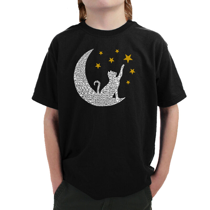 Camiseta Word Art Para Ni&ntilde;o - Gato y Luna - Neg... image number null