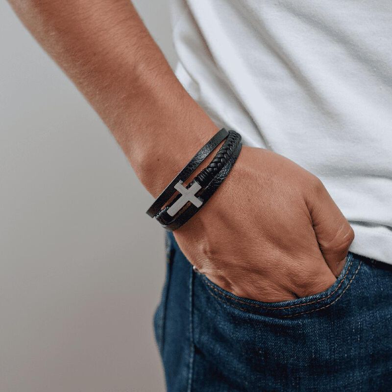 Pulseras Hombre, Brazalete Acero Inoxidable, Re... image number null