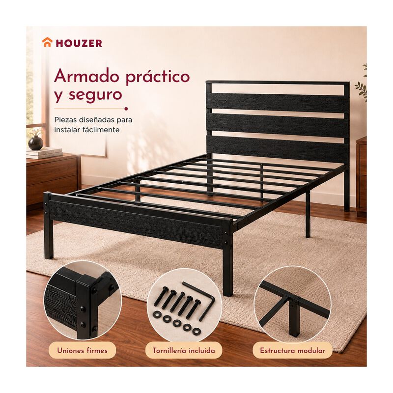 Base Cama Individual Moderna Luz Led Usb C Refo... image number null