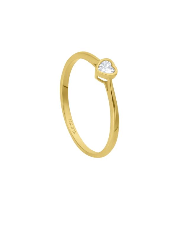Anillo Con Forma De Corazon Oro Amarillo 14k Co... image number null