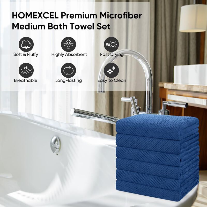 Juego De Toallas De Ba&ntilde;o Hoexcel De Microfibra ... image number null