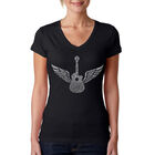 Camiseta De Cuello En V Word Art Para Mujer - Amazing Grace- Negro