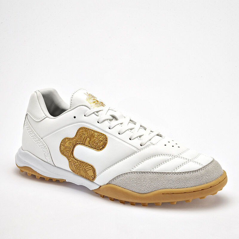 Charly tenis de f&uacute;tbol para hombre blanco dorad... image number null