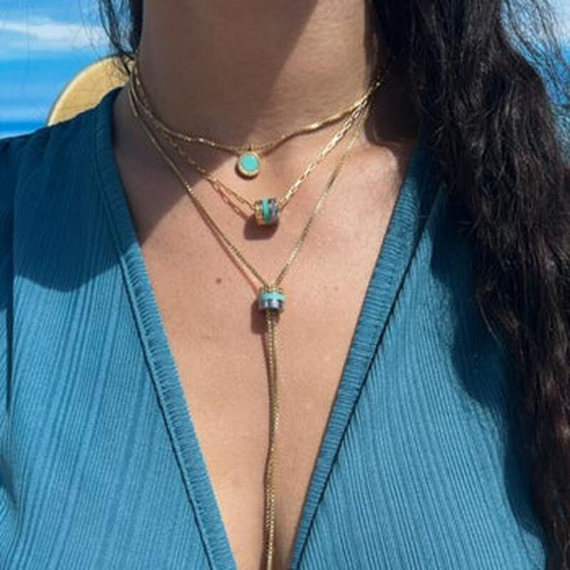 COLLAR DE TUBO WEWA COLOR TURQUESA CON ZIRCONIA... image number null