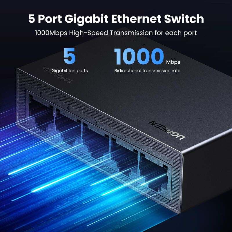 Conmutador Ethernet Ugreen De 5 Puertos Gigabit... image number null