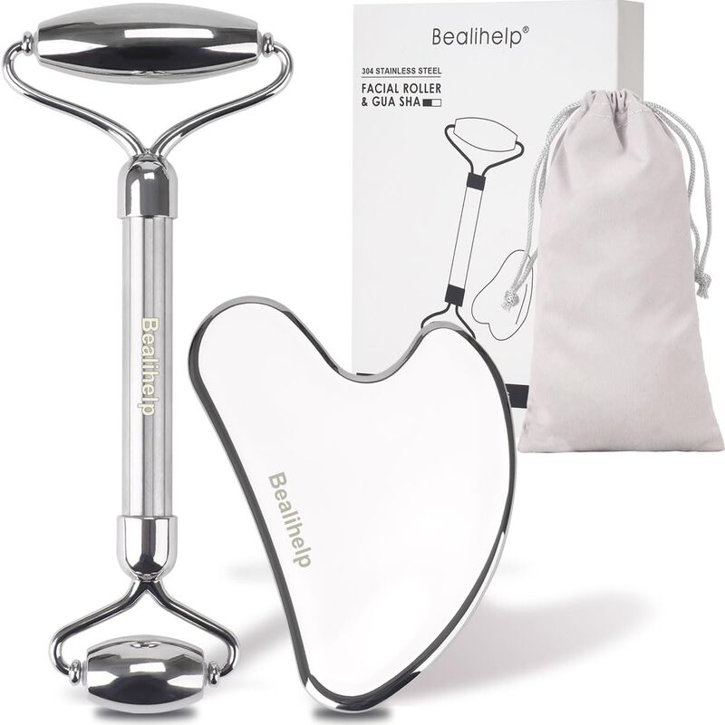 Face Roller & Gua Sha Bealihelp Facial De Acero... image number null