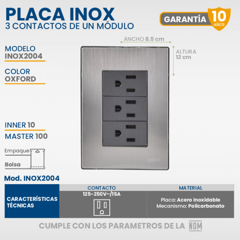 Paquete 5 piezas Placa Armada Con 3 Contactos S... image number null