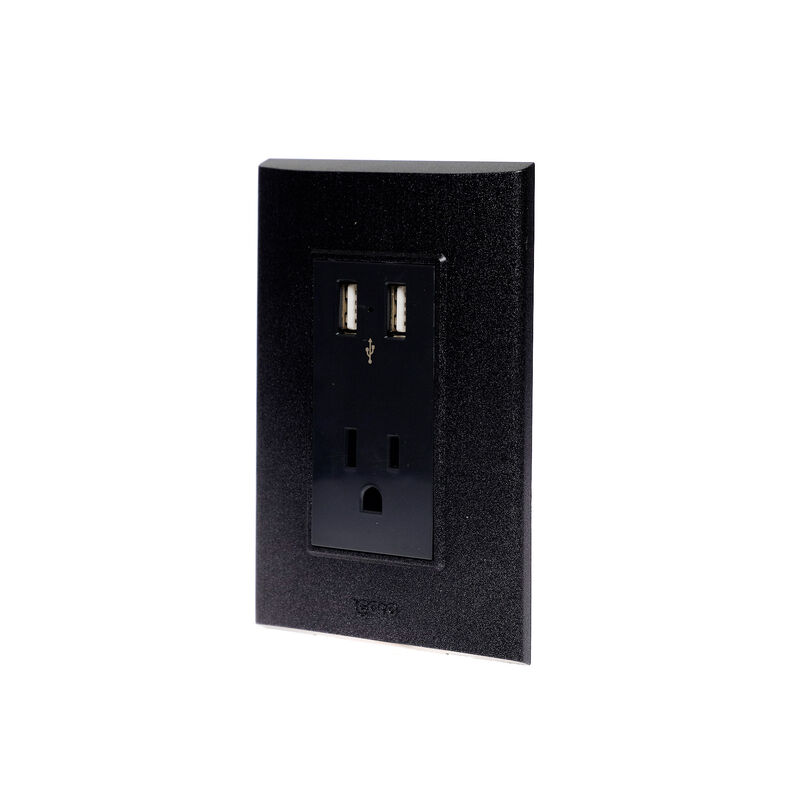 Placa con Contacto y 2 tomas USB color Grafito ... image number null