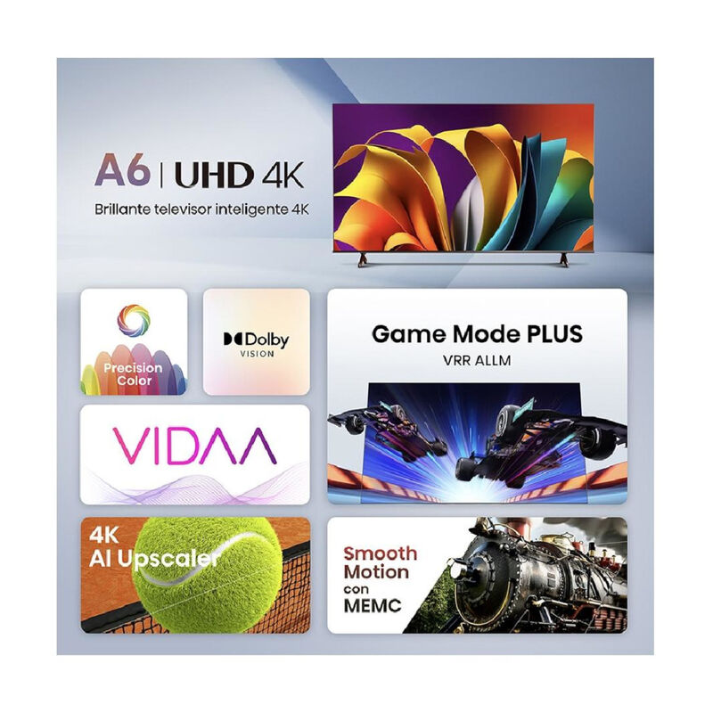 SmartTV Pantalla 43" HISENSE 4K AI Upscaler Vid... image number null