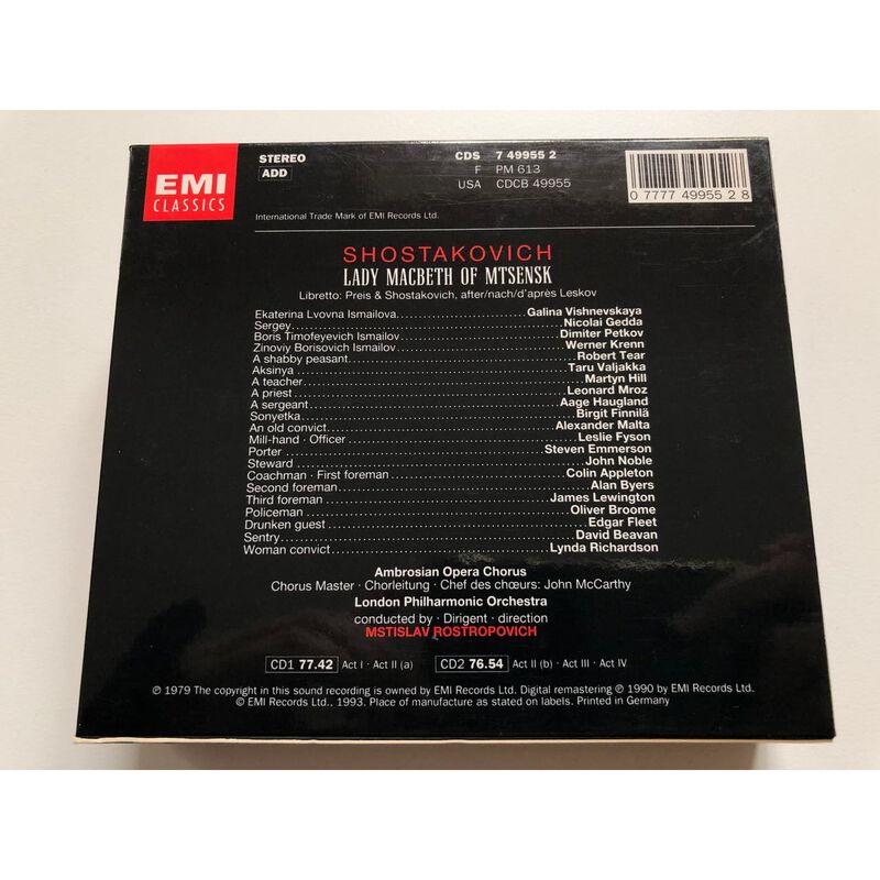 &Aacute;lbum CD Emi Classics - Shostakovich: Lady Macb... image number null