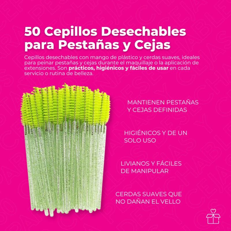 50 Cepillos Desechables Rosa Negro Fiusha Pesta... image number null