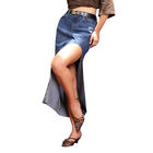 Maxifalda Mujer Tiro Alto Algod&oacute;n Azul Medio