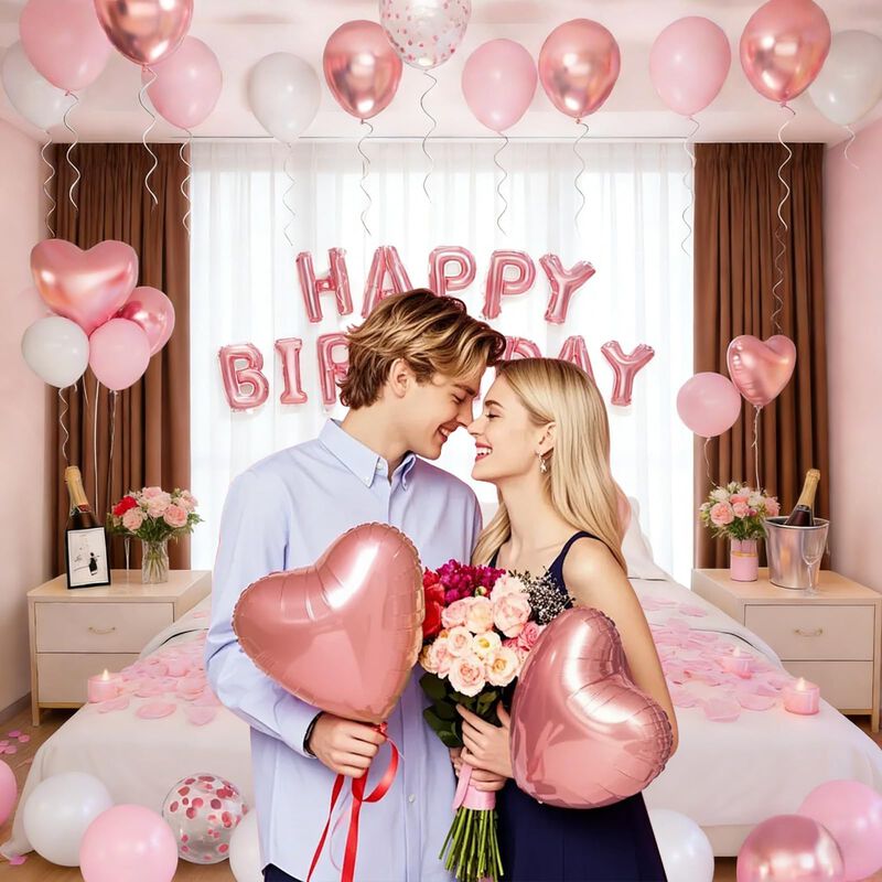 Set De Decoraci&oacute;n De Cumplea&ntilde;os Con Globos Rosa... image number null