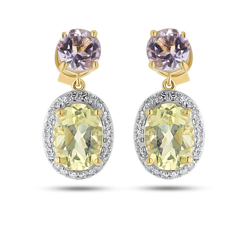 Aretes De Oro Amarillo 10k Con 11pts Diamante A... image number null
