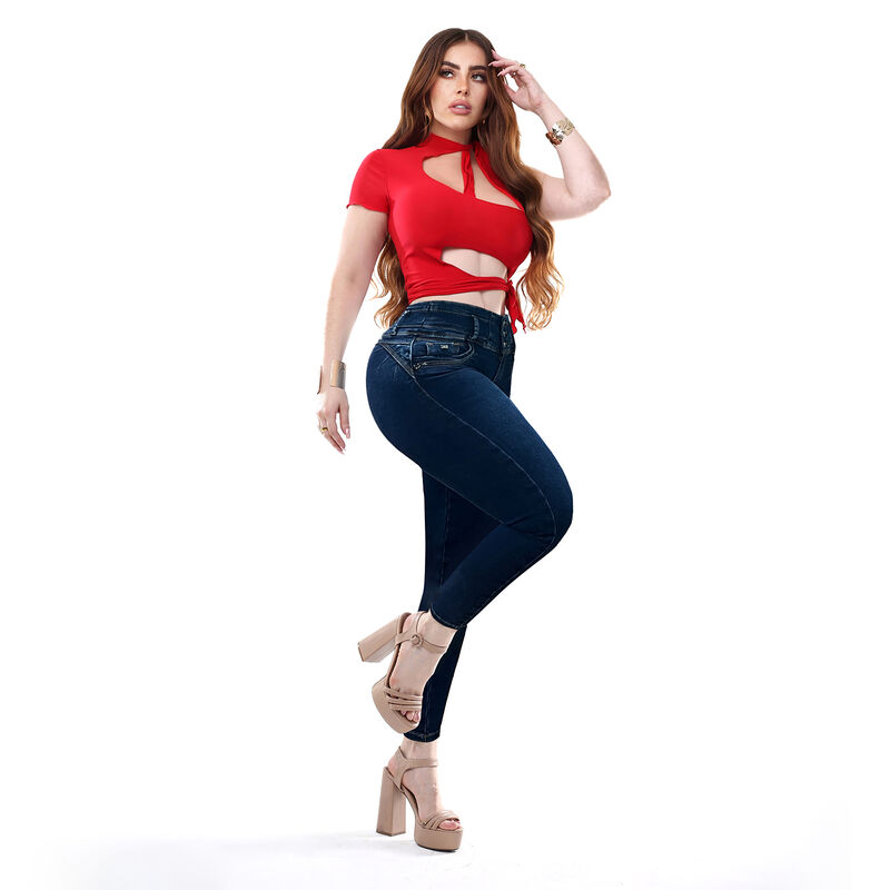 Jeans Mujer Super Skinny Azul Medio Tiro Medio image number null