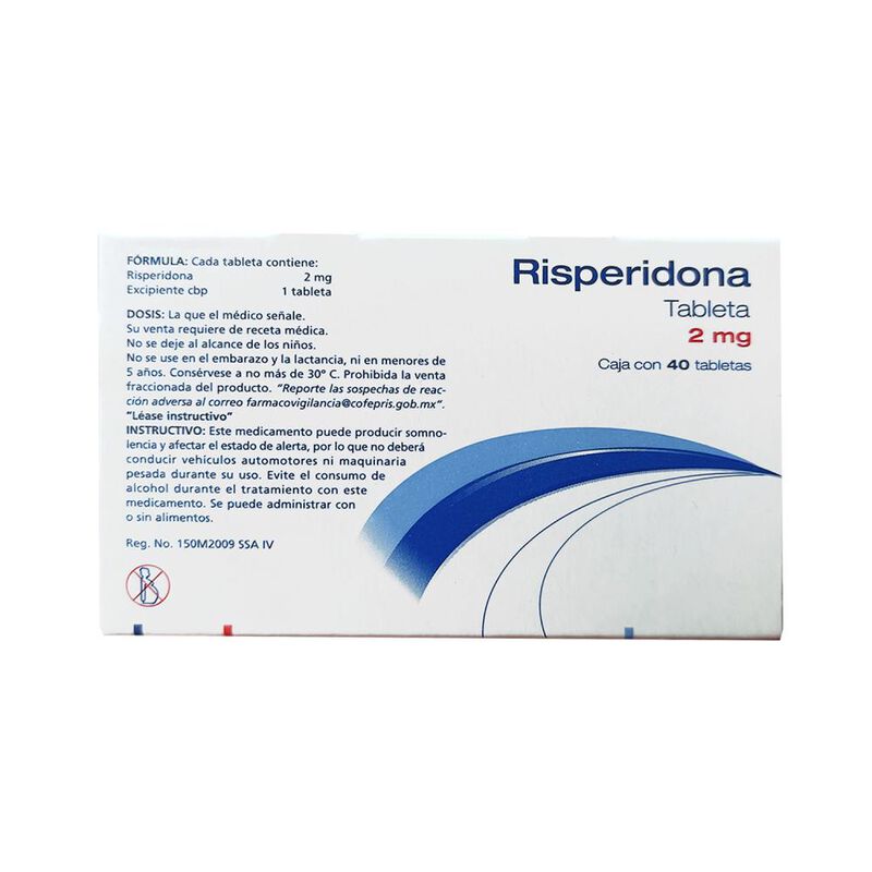Risperidona 2mg 40 Tabletas image number null