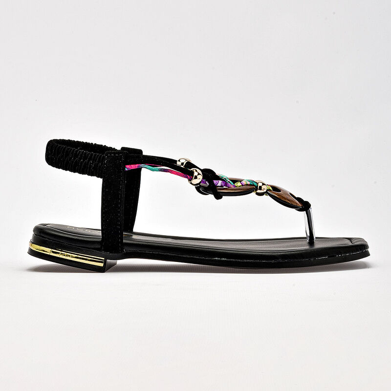 Mora Tierra sandalia piso para mujer negro cod ... image number null