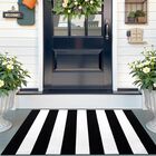 Alfombra Olanly 70x114 Cm Rayas Negras Y Blancas, Lavable