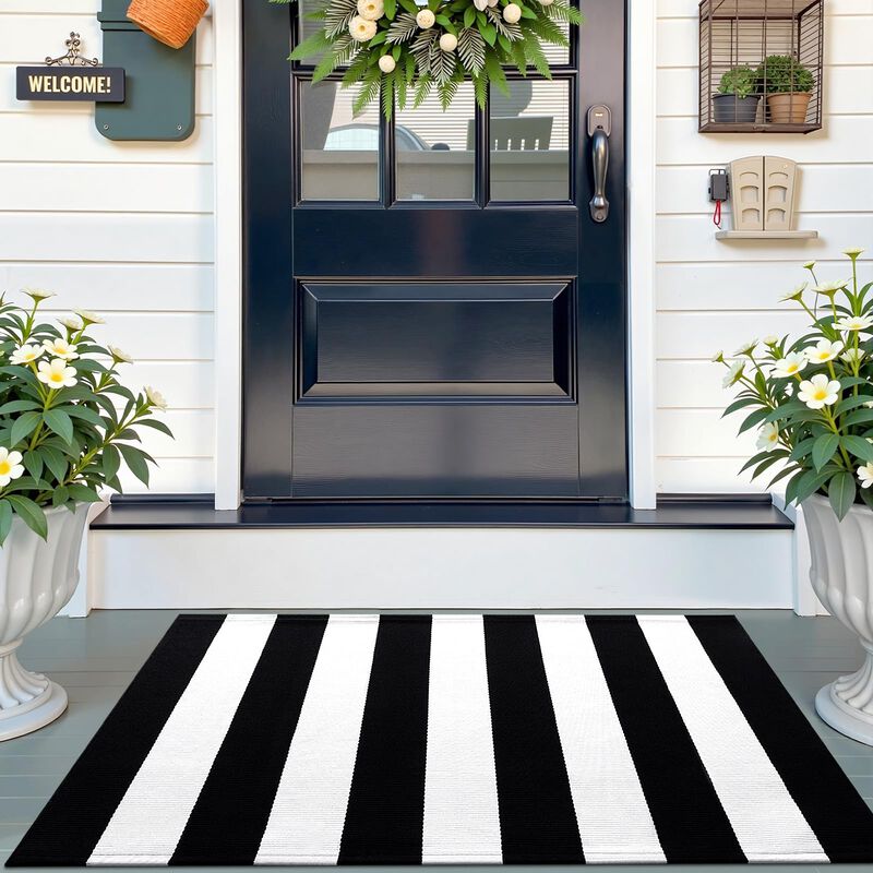 Alfombra Olanly 70x114 Cm Rayas Negras Y Blanca... image number null