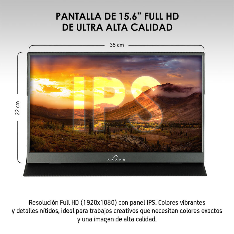 Monitor Portátil Full HD 15.6” para Laptop, Cel... image number null