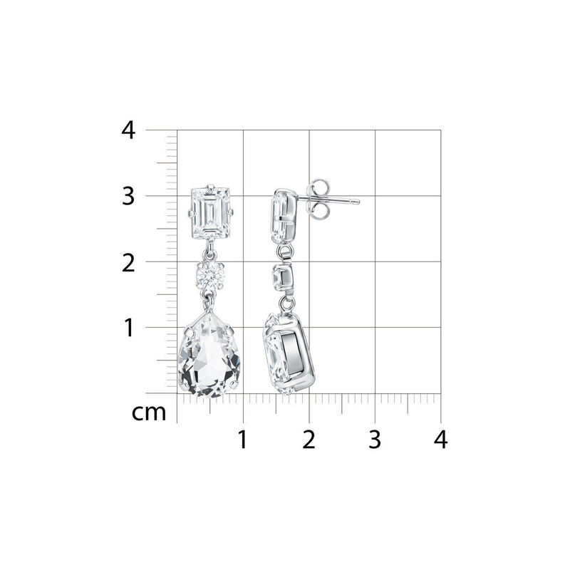 Aretes Plata 925 Con Piedras Blancas Elegantes image number null