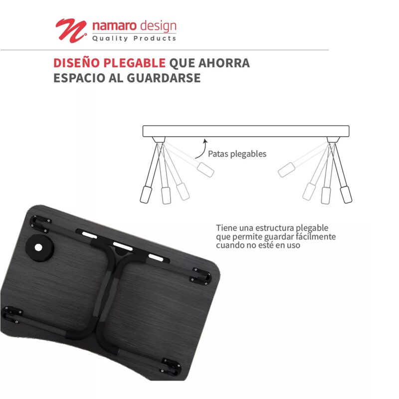 Mesa Para Cama Plegable Con Porta Vasos Gris Na... image number null