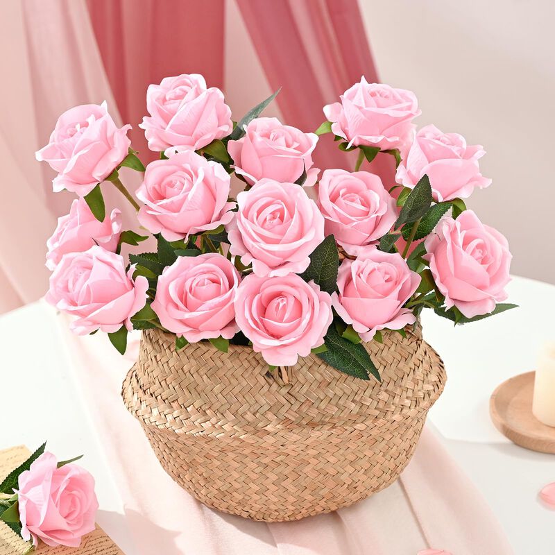 Flores Artificiales Yastouay Rosas Rosadas 300 ... image number null