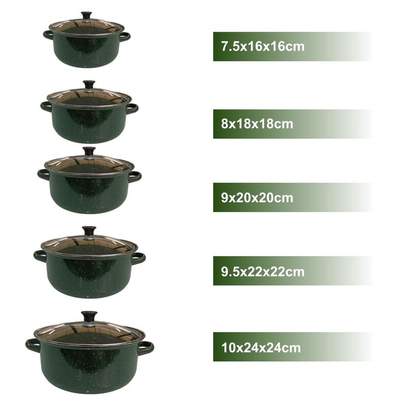 Juego de ollas verde de Peltre con tapa 10 pz I... image number null