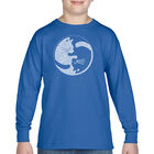 Camiseta De Manga Larga Word Art Para Ni&ntilde;o - Gato Yin Yang - Azul Rey