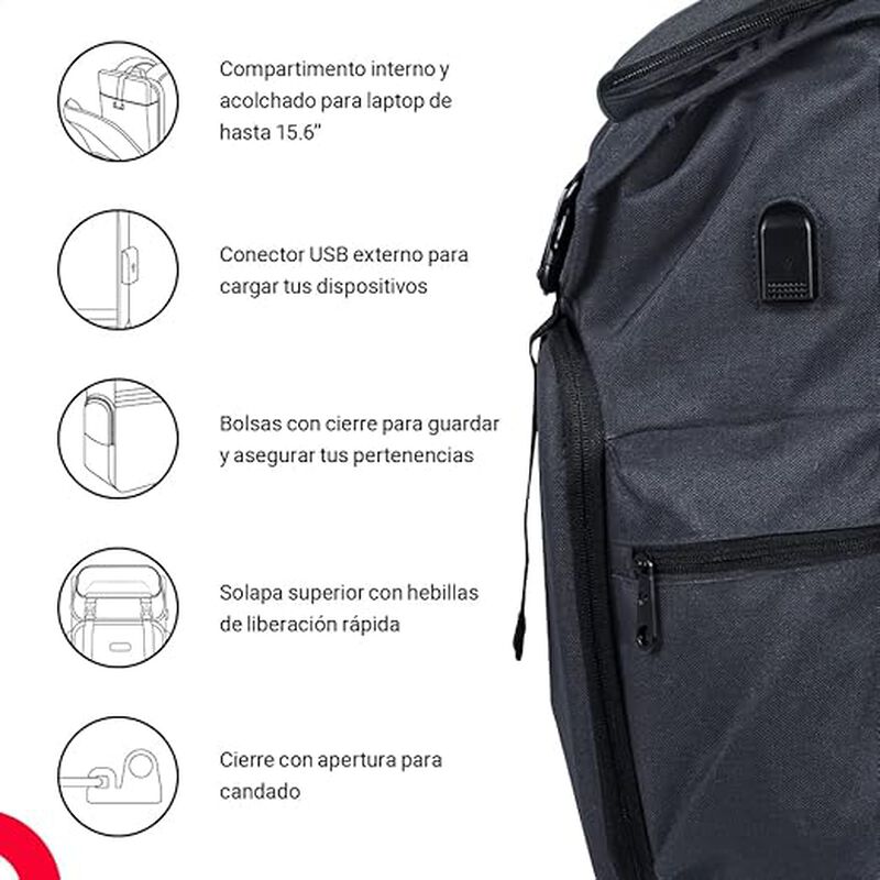 TechZone Glory Mochila con Compartimento para L... image number null