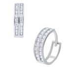 Arracadas De Oro Blanco 14k Con Zirconias (10mm Aprox.)